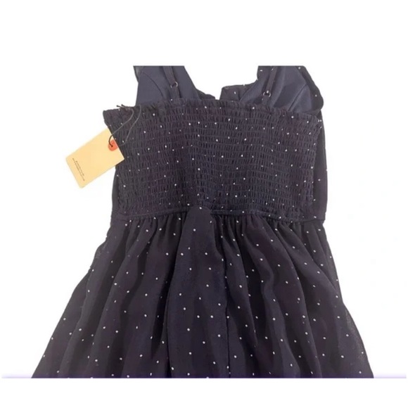 Japna Navy Blue White Polka Dot Romper Mini Dress - Picture 7 of 7